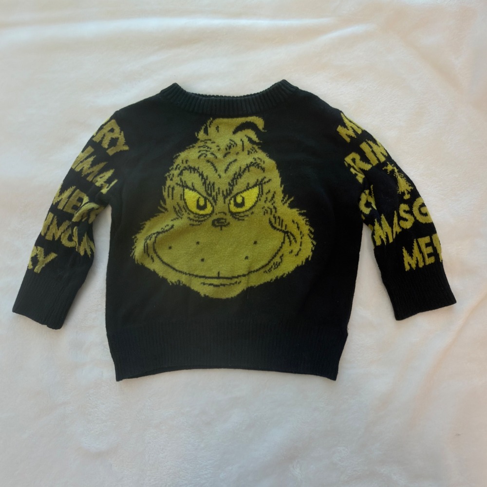 Hybrid The Grinch Sweater Kids 12M Black Excellent Merry Grinchmas Holiday Knit